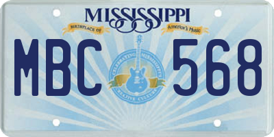 MS license plate MBC568