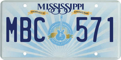 MS license plate MBC571