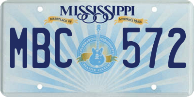 MS license plate MBC572