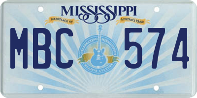 MS license plate MBC574