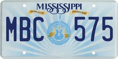 MS license plate MBC575