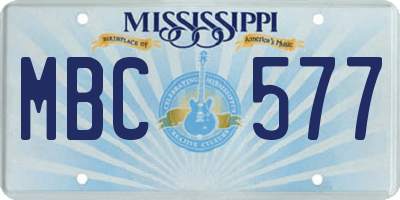 MS license plate MBC577