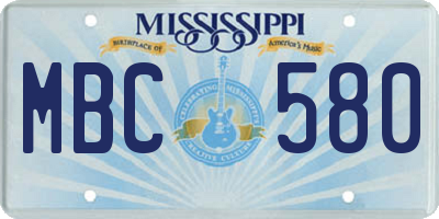 MS license plate MBC580