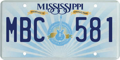 MS license plate MBC581