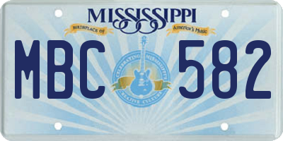 MS license plate MBC582