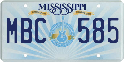 MS license plate MBC585