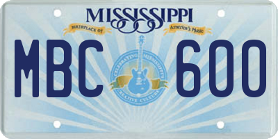 MS license plate MBC600