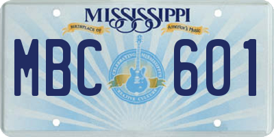 MS license plate MBC601
