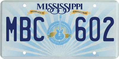 MS license plate MBC602