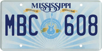 MS license plate MBC608