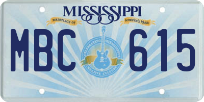 MS license plate MBC615