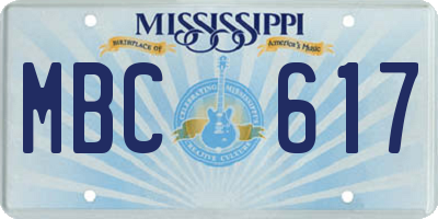 MS license plate MBC617