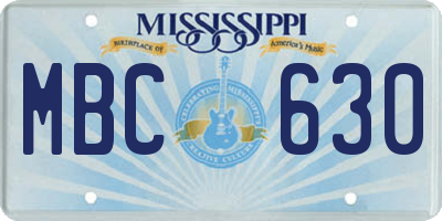 MS license plate MBC630