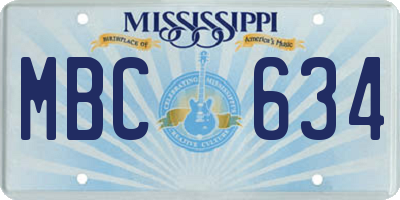 MS license plate MBC634