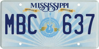 MS license plate MBC637