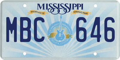 MS license plate MBC646