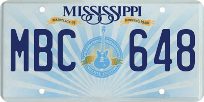 MS license plate MBC648