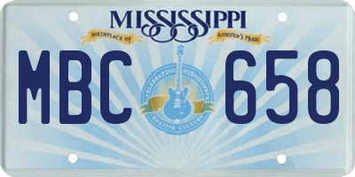 MS license plate MBC658