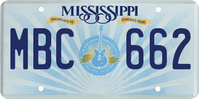 MS license plate MBC662
