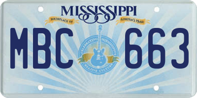 MS license plate MBC663