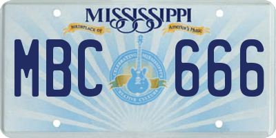 MS license plate MBC666
