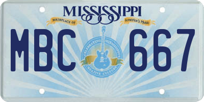 MS license plate MBC667