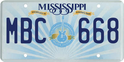 MS license plate MBC668