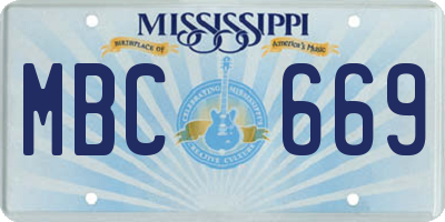 MS license plate MBC669