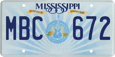 MS license plate MBC672