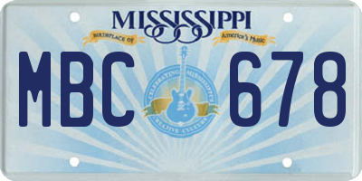 MS license plate MBC678