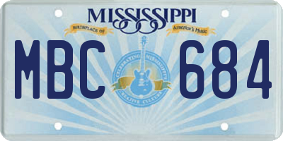 MS license plate MBC684