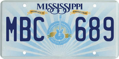 MS license plate MBC689