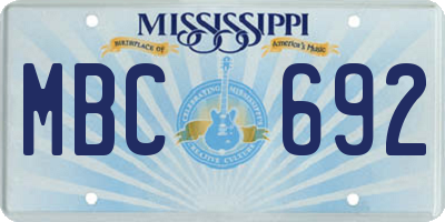 MS license plate MBC692