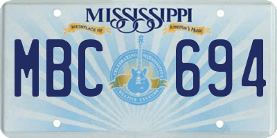 MS license plate MBC694