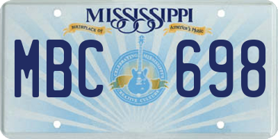 MS license plate MBC698