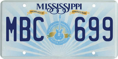 MS license plate MBC699