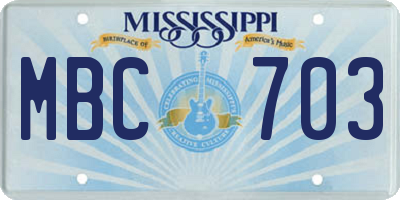 MS license plate MBC703