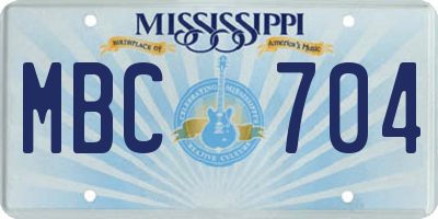 MS license plate MBC704
