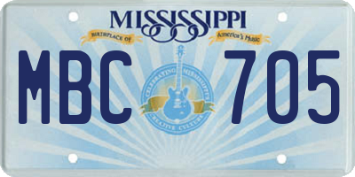 MS license plate MBC705