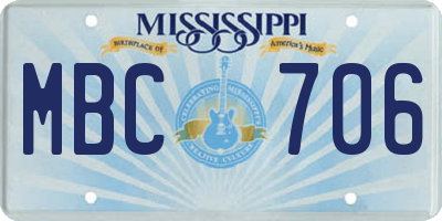 MS license plate MBC706