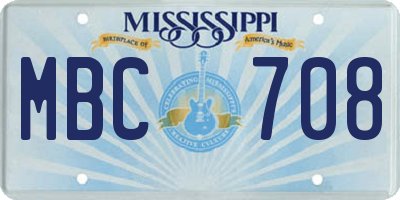 MS license plate MBC708