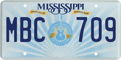 MS license plate MBC709