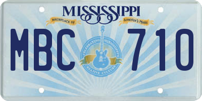 MS license plate MBC710