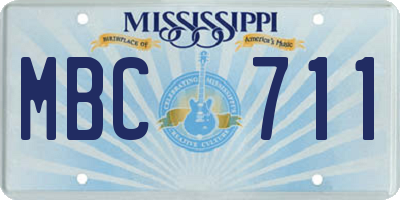 MS license plate MBC711