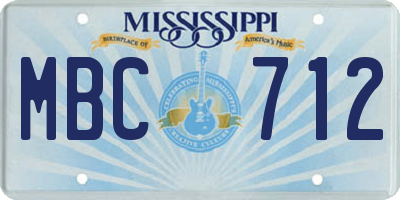 MS license plate MBC712