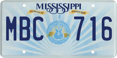 MS license plate MBC716