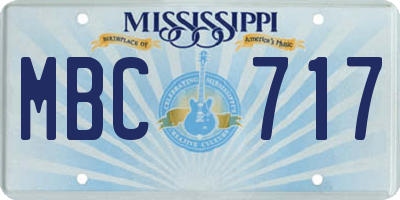 MS license plate MBC717