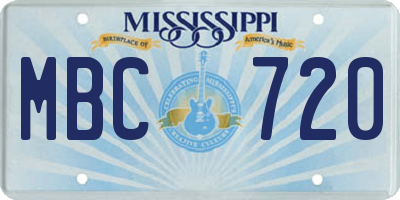 MS license plate MBC720