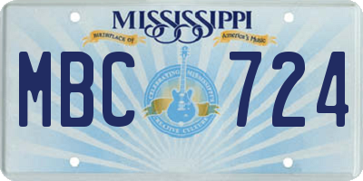 MS license plate MBC724
