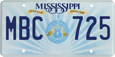 MS license plate MBC725